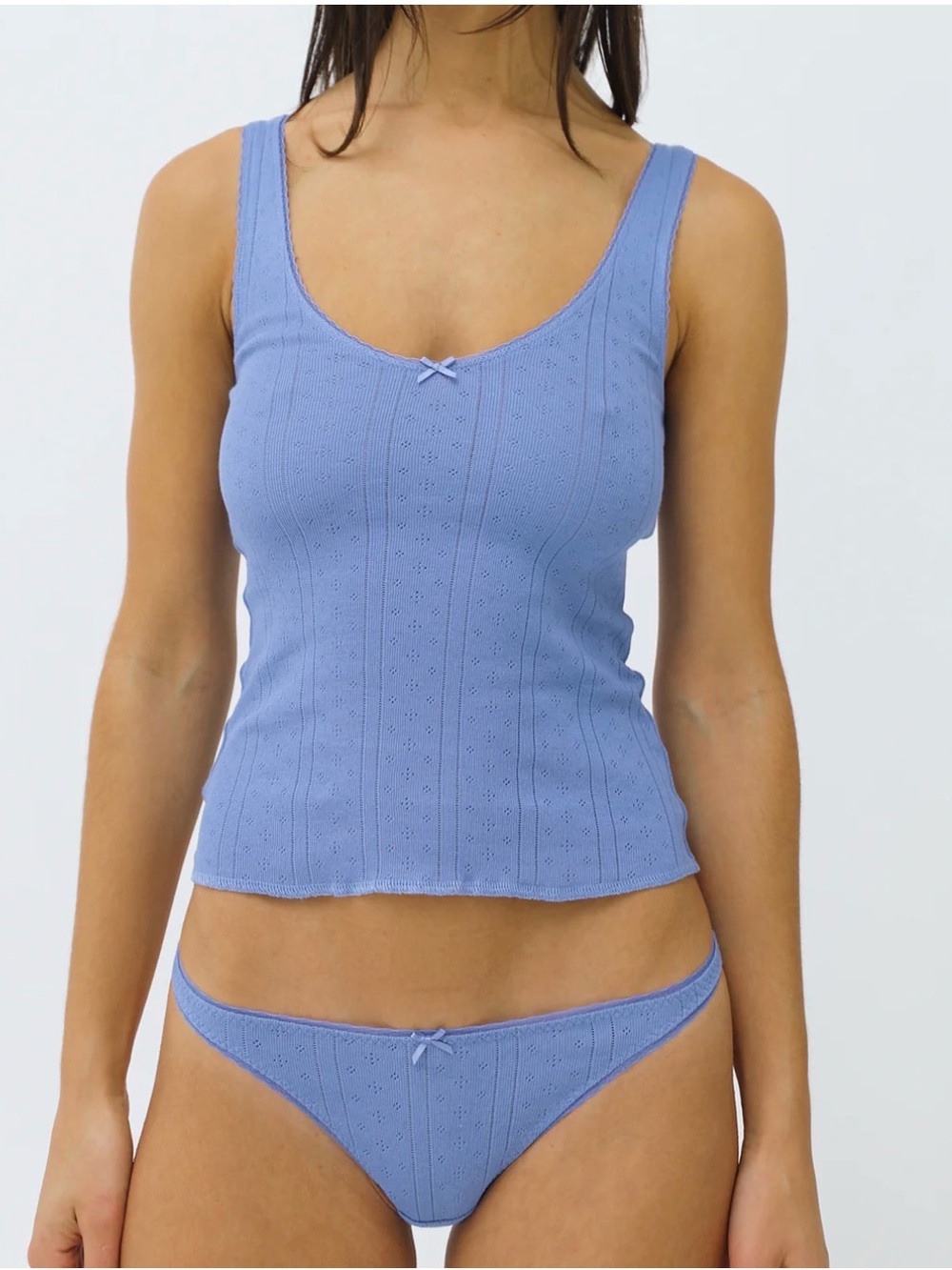 COU COU Sleeveless Ribbed Tank Top in Dusty Blue